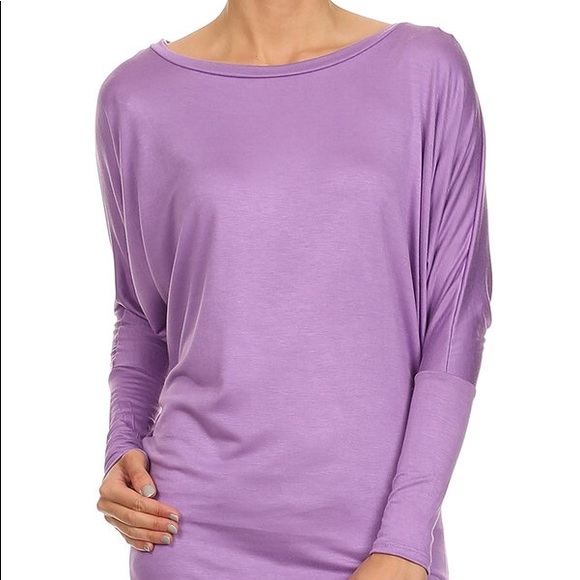 Long Sleeve Dolman Top Blouse Lavender Purple - Picture 5 of 6